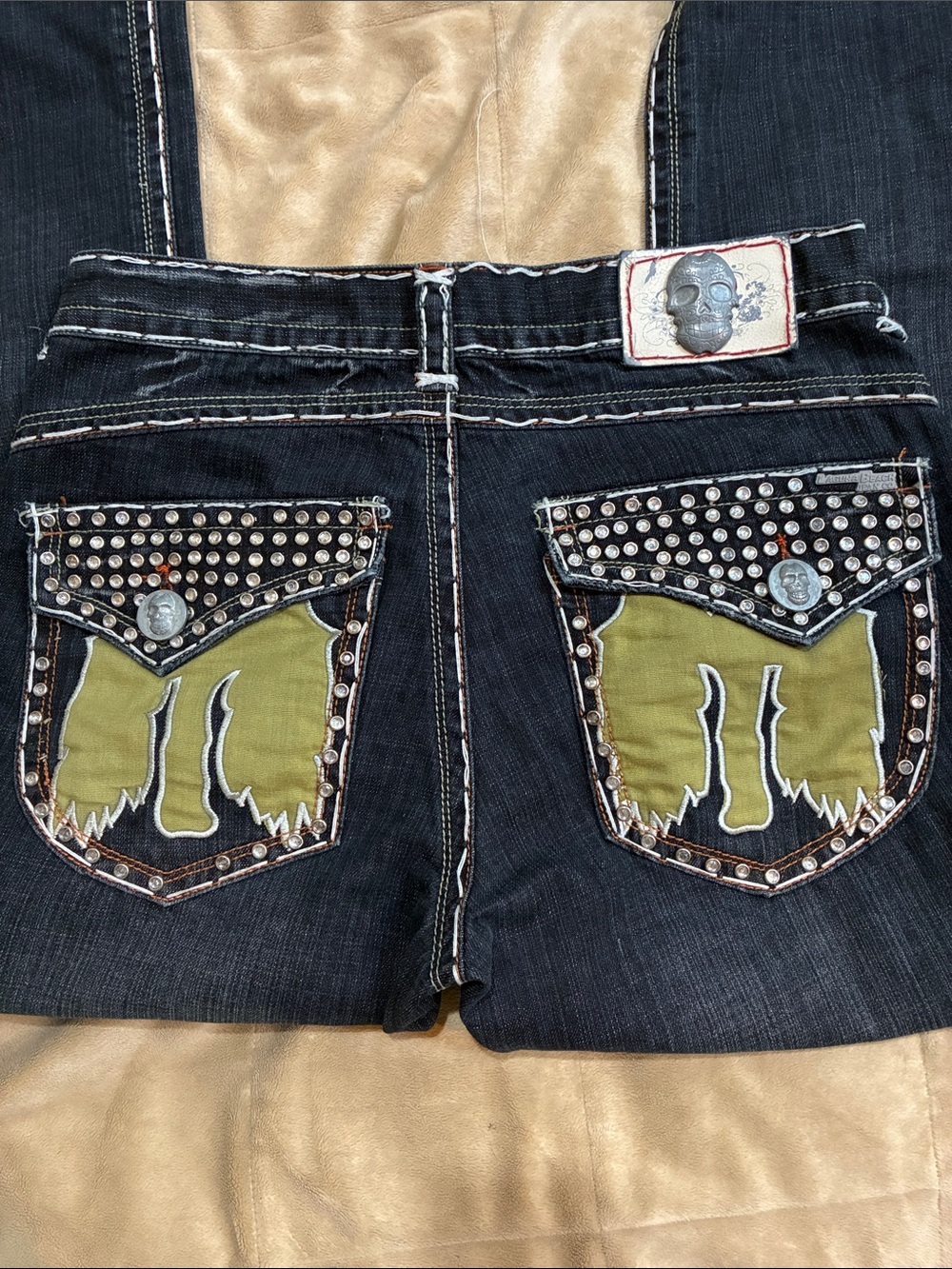 Vintage Laguna Beach Jeans Company Y2K Studded Dark Wash with Flap Pocket Accent